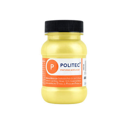 Pintura Acrilica Politec Amarillo Metalico 100ml No 518  Caja c/6 piezas