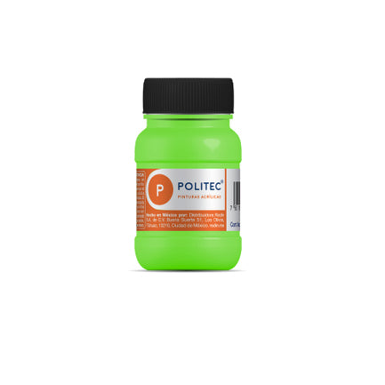 Pintura Acrilica Politec Verde fluorescente 100ml. No 805 Caja c/6 piezas