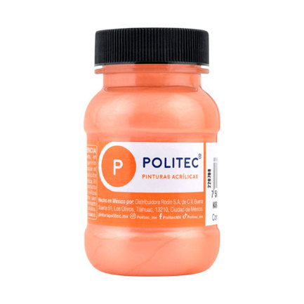 Pintura Acrilica Politec Naranja Matalico 100ml No 508 Caja c/6 piezas