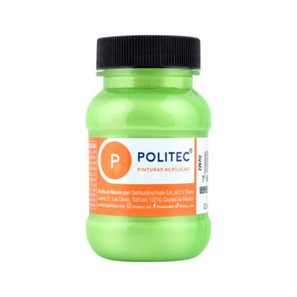 Pintura Acrilica Politec Verde Hoja Metalico 100ml No 528 Caja c/6 piezas