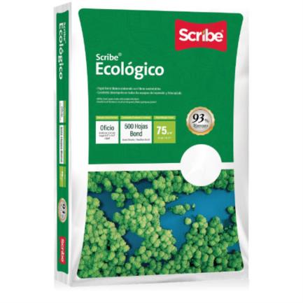 Papel Cortado Scribe Ecológico Oficio 93% de Blancura 75gr Caja C/5000 Hojas