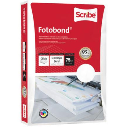 Papel Cortado Scribe Fotobond Carta 95% de Blancura 75gr Caja C/5000 Hojas