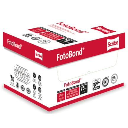 Papel Cortado Scribe Fotobond Carta 95% de Blancura 75gr Caja C/5000 Hojas