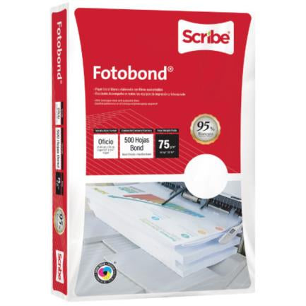 Papel Cortado Scribe Fotobond Oficio 95% de Blancura 75gr Caja C/5000 Hojas