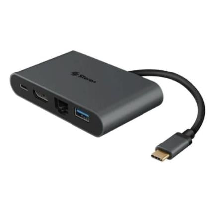 Adaptador Steren USB C a HDMI/USB 3.0/USB C/RJ45 Color Negro