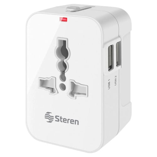 Adaptador STEREN universal de contactos para viaje con cargador USB doble