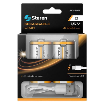 BATERIA RECARGABLE STEREN TIPO LI-ION TIPO D 4000MAH