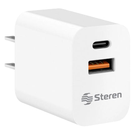 CARGADOR STEREN USB A Y USB C CON PD Y QC