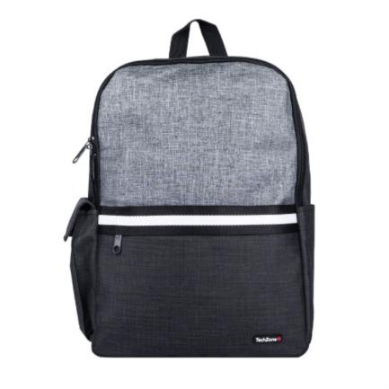 Mochila TechZone de 15.6" para Laptop Múltiples Compartimientos Color Negro con Gris