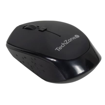 Mouse Óptico TechZone Inalámbrico 800 a 1600dpi Ajustable 3 Botones Ambidiestro Win/MAC Color Negro