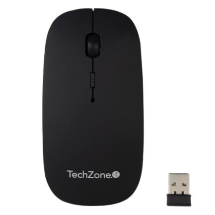 Mouse Inalámbrico TechZone Batería Recargable 1600dpi 4 Botones C/Mouse Pad Color Negro