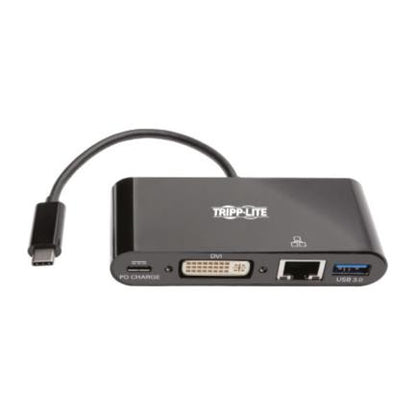 Adaptador Multipuerto Tripp Lite USB-C/Dvi/USB-A/GbE Carga PD Color Negro