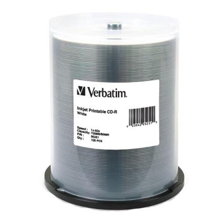 Disco VERBATIM CD-R  52X 80MIN 700MB Blanco Imprimible C/100