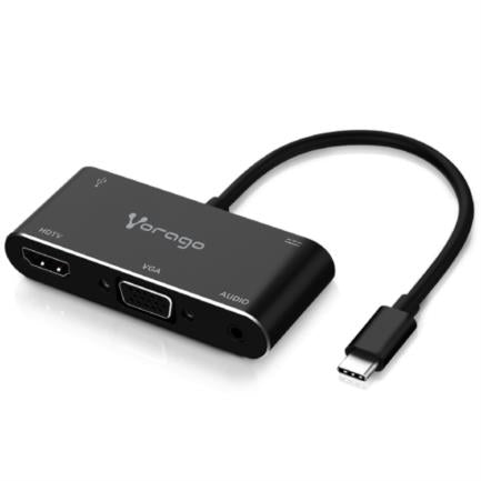 CONVERTIDOR VORAGO 5EN1 ADP-350 USB TIPO C A HDMIVGAUSB 3.0JACK