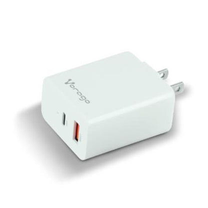 CARGADOR P/PARED AU-350 QUICK CHARGE 3.0 20W USB A Y TIPO C BLANC