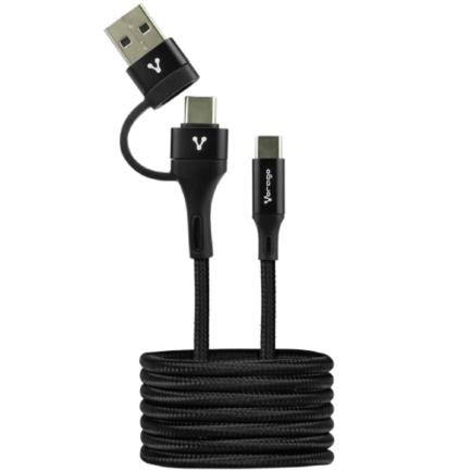 CABLE VORAGO CAB-126 TIPO C ADA PTADOR USB A PD 60W CARGA RAP NEGRO