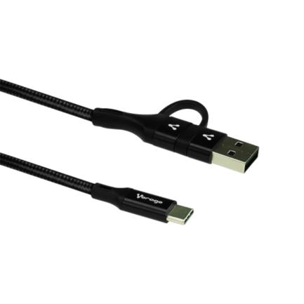 CABLE VORAGO CAB-126 TIPO C ADA PTADOR USB A PD 60W CARGA RAP NEGRO