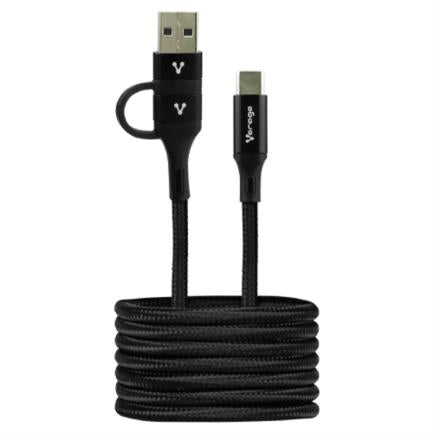 CABLE VORAGO CAB-126 TIPO C ADA PTADOR USB A PD 60W CARGA RAP NEGRO