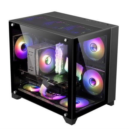 GABINETE GAME FACTOR CSG570 MAT X FISHTANK DOBLE CRISTAL USB 3  S F