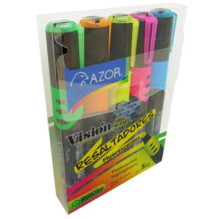 Marcador Resaltador Visión Plus Colores Surtidos Estuche C/5 Pzas