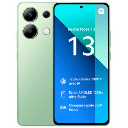 Smartphone Xiaomi Redmi Note 13 6.67" 256GB/8GB Cámara 108MP+8MP+2MP/16MP MIUI14 Verde Menta