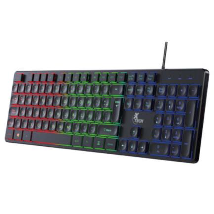 Teclado Mouse y Mousepad Gamer XTech Hasha XTK-535S Iluminación RGB Conexión USB Full Size Color Negro