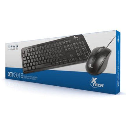 Teclado Multimedia y Mouse Alámbricos XTech XTK-301S Español Color Negro