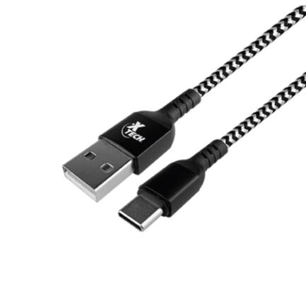 Cable Tranzado XTech XTC-511 con Conector Tipo C Macho a USB 2.0 a Macho 1.8m 28AWG Negro y Blanco