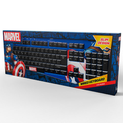 Teclado XTech Full Size Capitan America Marvel XTech XTK-M401CA - Teclas multimedia - EspaÃ±ol - Conexion USB