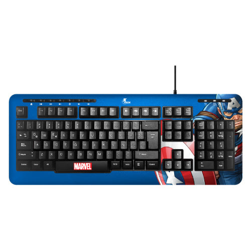 Teclado XTech Full Size Capitan America Marvel XTech XTK-M401CA - Teclas multimedia - EspaÃ±ol - Conexion USB