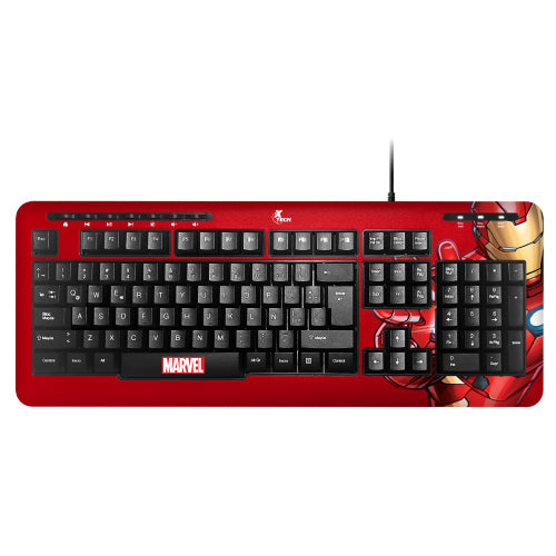 Teclado XTech Full Size Iron Man XTK-M401IM - Teclas multimedia - EspaÃ±ol - Conexion USB