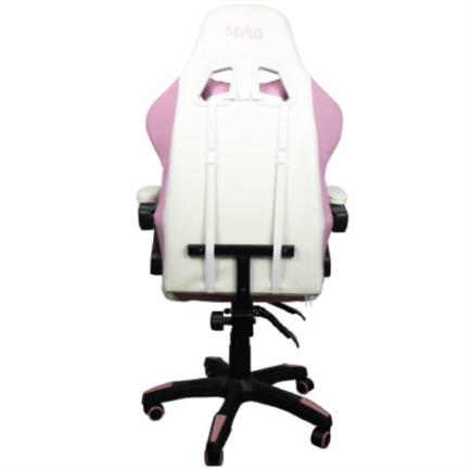 SILLA STYLOS GAMER BLANCO/ROSA/ PVC/AJUSTABLE/ACERO/145GRADOS/ R115