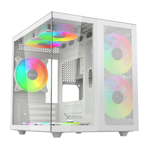 GABINETE XZEAL CUBO M-ATX/ITX USB3.0 3VENTILADORES RGB BLANCO