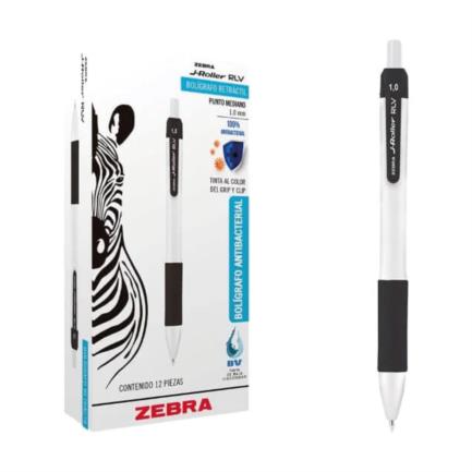 Bolígrafo Zebra Antimicrobial Retráctil J-Roller RLV Negro