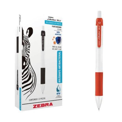 Bolígrafo Zebra Antimicrobial Retráctil J-Roller RLV Rojo