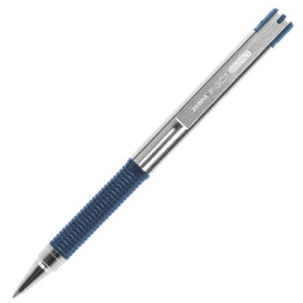 Boligrafo F-301 compac grip azul punto fino tinta negra cuerpo de Acero inoxidable caja c/12