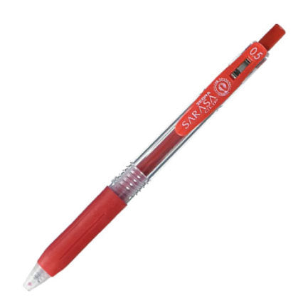 Boligrafo Zebra Sarasa Clip rollerball retractil punto fino 0.5 tinta gel color rojo caja c/12