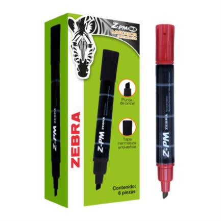 Marcador Permanente Zebra Z-PM Bold Punta 0.5mm Color Rojo C/6 PZAS