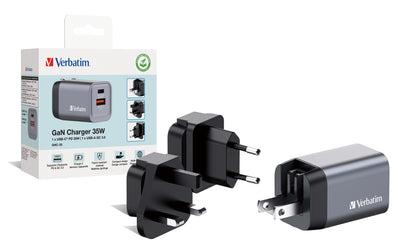 Cargador Verbatim de pared GaN - 2 puertos 35 W