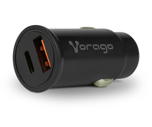 CARGADOR P/AUTO VORAGO AU-305 T IPO C PD 20W/USB A QUICK CHARGE 3.0