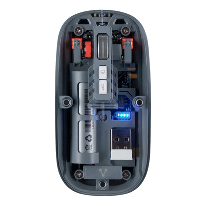 MOUSE VORAGO MO-415 INALAMBRICO Y BLUETOOTH HASTA 1.600 DPIS RECARGABLE TRANSPARENTE