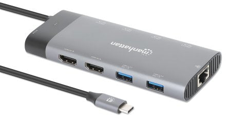 Docking Manhattan USB-C 10 Puertos 2xHDMI 5xUSB-A US