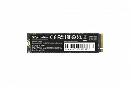 Unidad de Estado Solido SSD VERBATIM Vi3000 PCIe NVMe M.2 2280 de 516GB Lect 3100/2100 MB/sUnidad de Estado Solido SSD V
