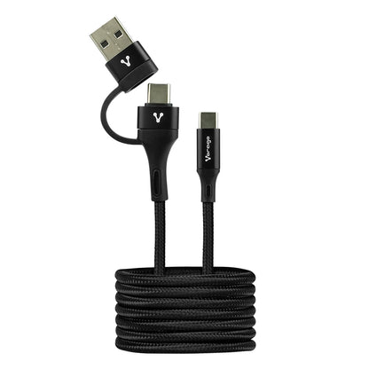 CABLE VORAGO CAB-126 TIPO C ADA PTADOR USB A PD 60W CARGA RAP NEGRO