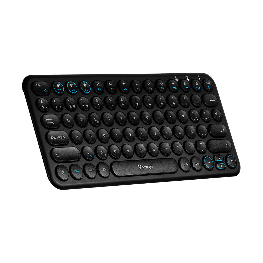 TECLADO VORAGO KBW-400 SLIM REGARGABLE TIPO C 2 BLUETOOTH + WIRELESS NEGRO