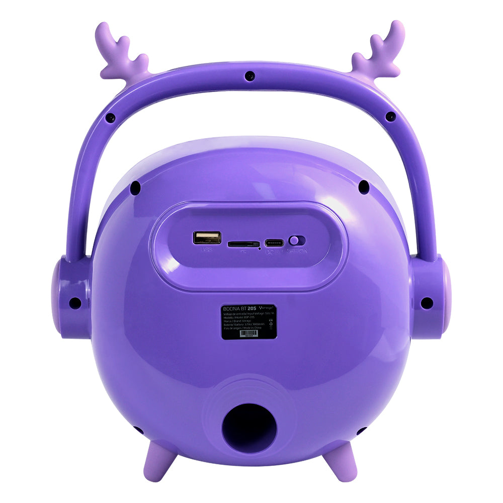 BOCINA VORAGO BSP-205 BLUETOOTH MSD / USB / 3.5MM MICROFONO CON MODOS DE VOZ COLOR PURPURA