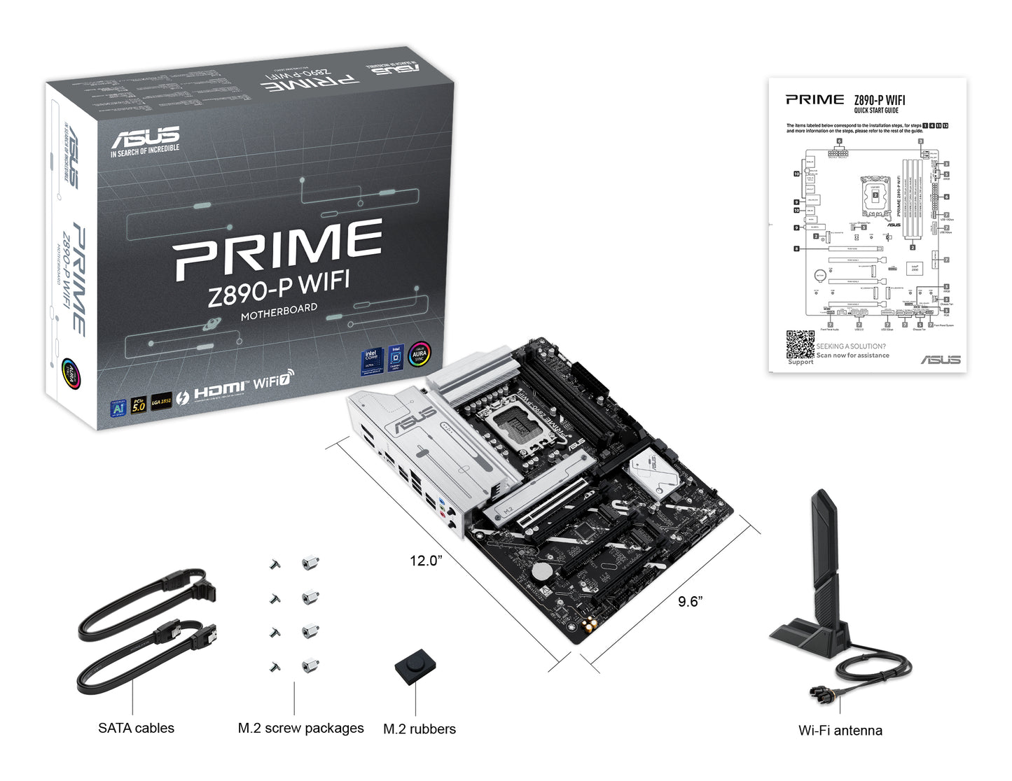 TARJETA MADRE ASUS (PRIME Z890-P WIFI) SOCKET 1851 15A 4 DDR5 HDMI TB PCIE-5.0 WIFI7 ATX
