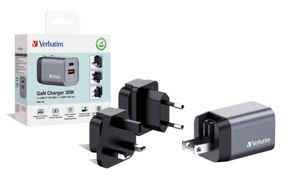 Cargador Verbatim de pared GaN - 2 puertos 35 W