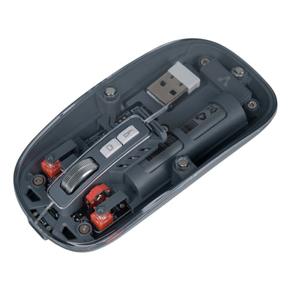 MOUSE VORAGO MO-415 INALAMBRICO Y BLUETOOTH HASTA 1.600 DPIS RECARGABLE TRANSPARENTE