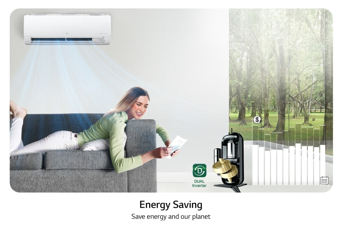 Aire Acondicionado LG DualCool Inverter 2 Toneladas 24000 BTU/h Solo Frío 220V Wi-Fi ThinQ App